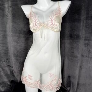 Vintage Victorias Secret Silk Babydoll Slip Top Y2K Coquette Fairycore Dress L